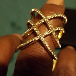 Rhinstone Gold-plated Knuckle Ring